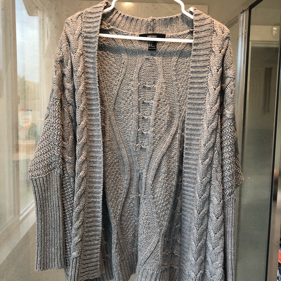 Forever 21 Sweaters - Oversized Knit Grey Cardigan